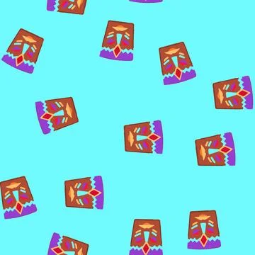 Seamless pattern tiki tribal mask cartoon vector Illustrazione stock