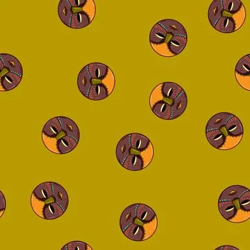 Seamless pattern tiki tribal mask cartoon vector イラスト素材