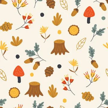 Seamless Pattern tile of Autumn Garden on light background イラスト素材