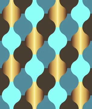 Seamless Pattern tile blue Gold vector Stock Illustration