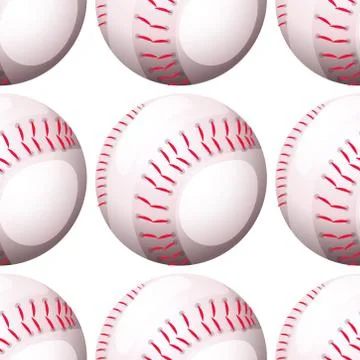 Seamless pattern tile cartoon with baseball Stock Illustration