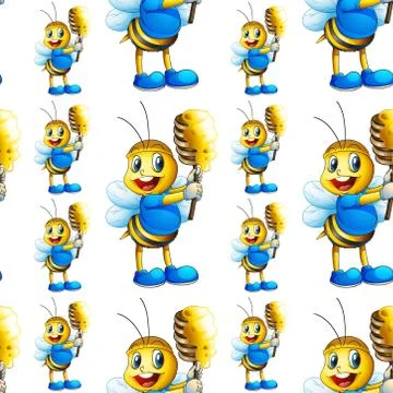 Seamless pattern tile cartoon with bees Illustrazione stock