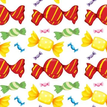 Seamless pattern tile cartoon with candy Illustrazione stock
