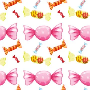 Seamless pattern tile cartoon with candy Illustrazione stock