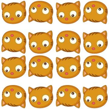 Seamless pattern tile cartoon with cat face Stock Illustration