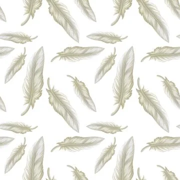Seamless pattern tile cartoon with feathers Stock Illustration