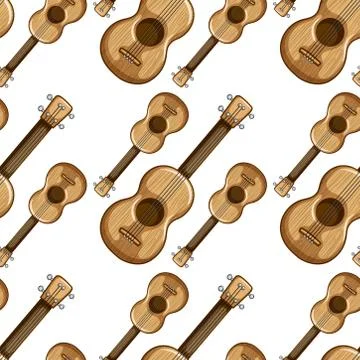 Seamless pattern tile cartoon with guitars Illustrazione stock
