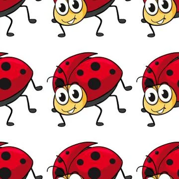 Seamless pattern tile cartoon with ladybug Stock Illustration