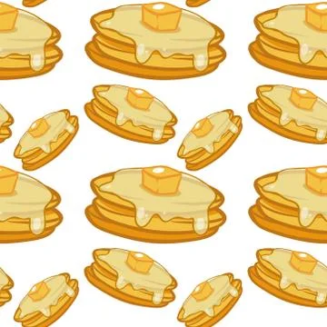Seamless pattern tile cartoon with pancakes Stock Illustration