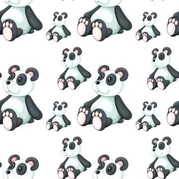 Seamless pattern tile cartoon with panda toy Illustrazione stock
