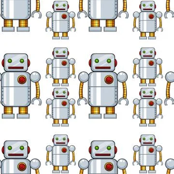 Seamless pattern tile cartoon with robot 스톡 일러스트