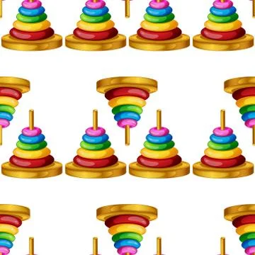 Seamless pattern tile cartoon with stacking math toy Stock Illustration