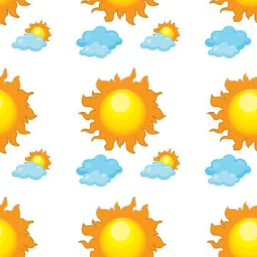 Seamless pattern tile cartoon with sun and clouds イラスト素材
