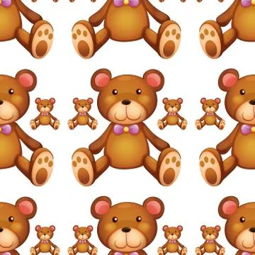 Seamless pattern tile cartoon with teddy bear Stock Illustration
