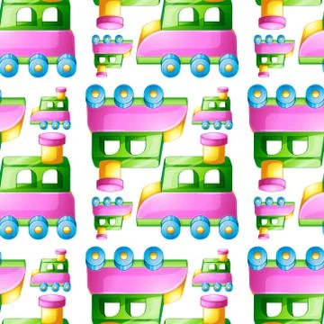 Seamless pattern tile cartoon with toy train Stock Illustration