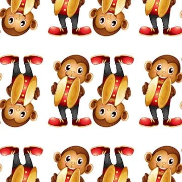 Seamless pattern tile cartoon with toy monkey Illustrazione stock