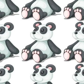 Seamless pattern tile cartoon with toy panda Illustrazione stock