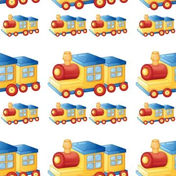Seamless pattern tile cartoon with toy train Stock Illustration