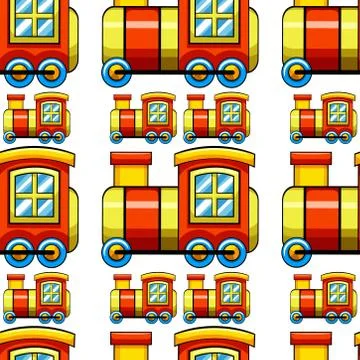 Seamless pattern tile cartoon with toy train Stock Illustration