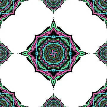 Seamless pattern tile with mandala, vintage decorative elements illustration, Stock Photos