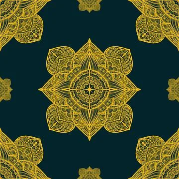 Seamless pattern tile with mandala, vintage decorative elements illustration, Stock Photos