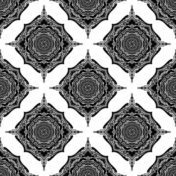 Seamless pattern tile with mandala, vintage decorative elements illustration, Stock Photos