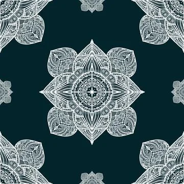 Seamless pattern tile with mandala, vintage decorative elements illustration, Foto stock