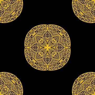 Seamless pattern tile with mandala, vintage decorative elements illustration, Foto stock