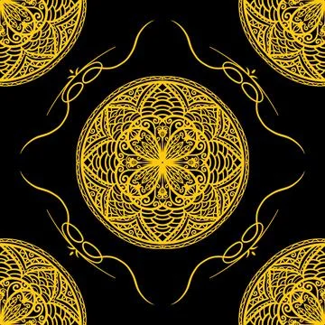 Seamless pattern tile with mandala, vintage decorative elements illustration, Stockfoto's