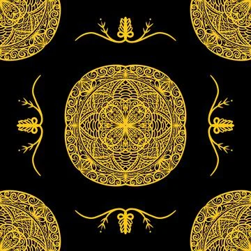 Seamless pattern tile with mandala, vintage decorative elements illustration, Stockfoto's