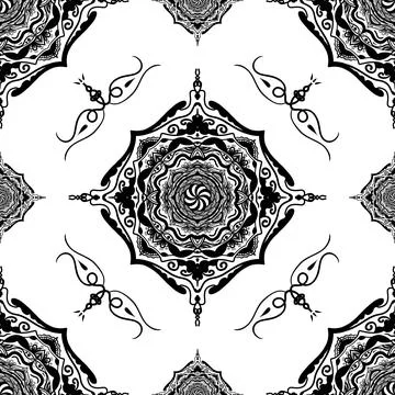 Seamless pattern tile with mandala, vintage decorative elements illustration, Stock Photos