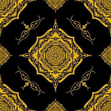 Seamless pattern tile with mandala, vintage decorative elements illustration, Stock Photos