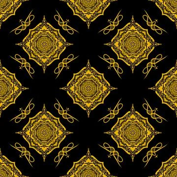 Seamless pattern tile with mandala, vintage decorative elements illustration, Stock Photos