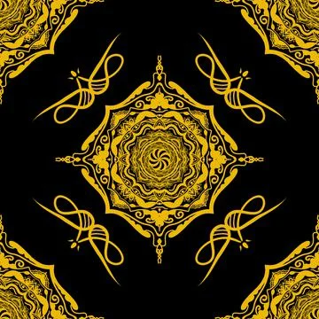 Seamless pattern tile with mandala, vintage decorative elements illustration, Stock Photos