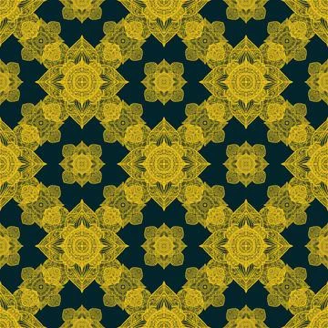 Seamless pattern tile with mandala, vintage decorative elements illustration, Stock Photos