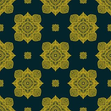 Seamless pattern tile with mandala, vintage decorative elements illustration, Stock Photos