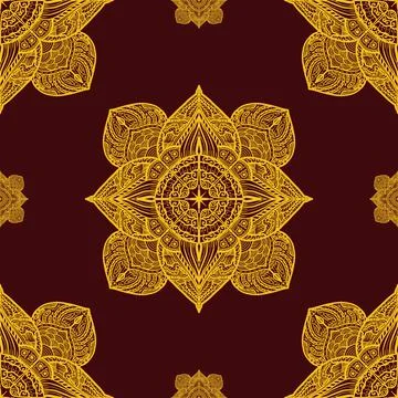 Seamless pattern tile with mandala, vintage decorative elements illustration, Foto stock