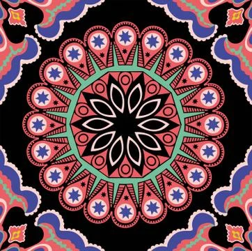 Seamless pattern tile with mandalas. Decorative elements. Ethnic background. Stock Illustration