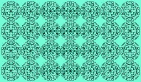 Seamless pattern tile with round floral mandalas. Islam, Yoga, Arabic, Indian Illustrazione stock
