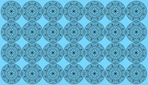Seamless pattern tile with round floral mandalas. Islam, Yoga, Arabic, Indian イラスト素材