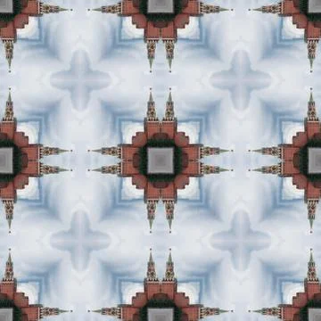 The seamless pattern of the tile is a square kaleidoscope in chocolate tones. Stock Photos