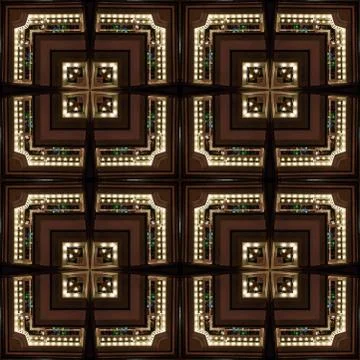 The seamless pattern of the tile is a square kaleidoscope in chocolate tones. Stock Photos