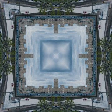 The seamless pattern of the tile is a square kaleidoscope in chocolate tones. Stock Photos