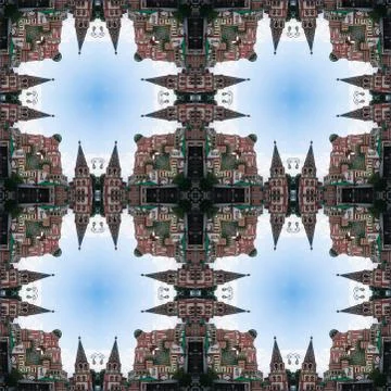 The seamless pattern of the tile is a square kaleidoscope in chocolate tones. Stock Photos