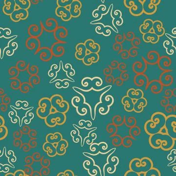 Seamless pattern tile with tri-corner mandalas. Vintage decorative elements Illustrazione stock