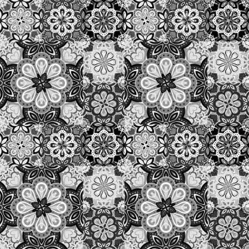Seamless pattern on the tiles, majolica, arabic, green, orange, vector Stockillustratie