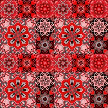Seamless pattern on the tiles, majolica, arabic, green, orange, vector Illustrazione stock