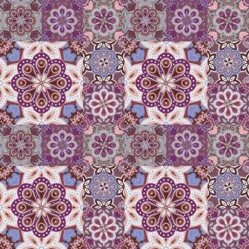Seamless pattern on the tiles, majolica, arabic, green, orange, vector Illustrazione stock