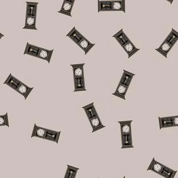 Seamless pattern time clock vintage cartoon vector Stock Illustration