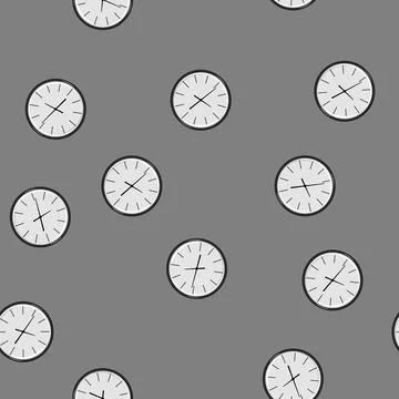 Seamless pattern time wall clock cartoon vector Stock Illustration